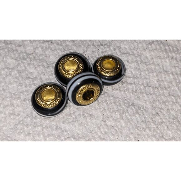 NEW SET OF 4 PANDORA MURANO BEAD BLACK W/WHITE STRIPES VERY PRETTY - Picture 1 of 2